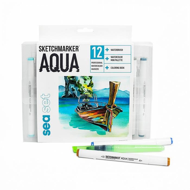 Набор акварельных маркеров SKETCHMARKER Aqua Sea Set 12цв Набор акварельных маркеров SKETCHMARKER Aqua Sea Set 12цв