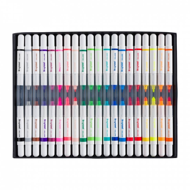 Набор двусторонних фломастеров Bruynzeel Twin Point 20 цветов купить в магазине маркеров ArtCraft.Space с доставкой