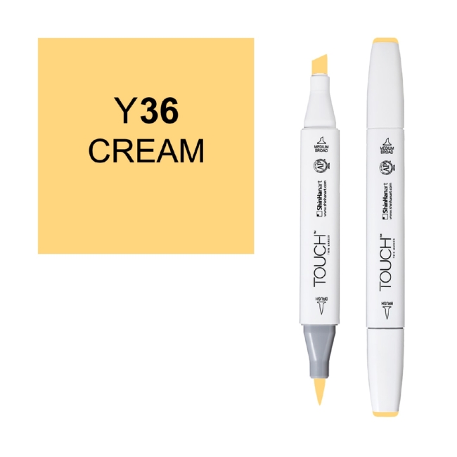 Маркер двухсторонний спиртовой  TOUCH TWIN BRUSH Y36 Кремовый
