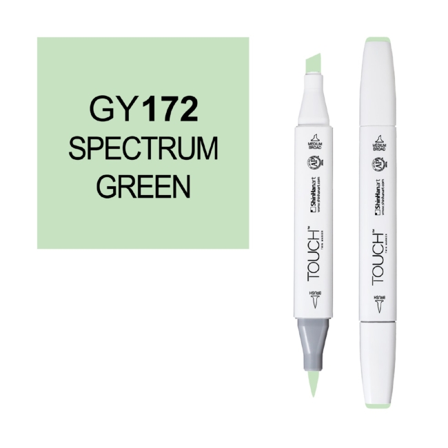 Маркер двухсторонний спиртовой  TOUCH TWIN BRUSH GY172 Зеленый спектральный
