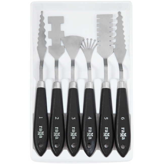 Набор особых мастихинов Гамма "Московская палитра" 6 штук разной формы купить в художественном магазине ArtCraft.Space с доставкой по всему миру