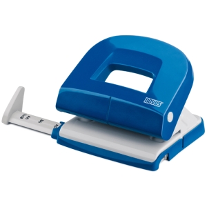 Дырокол Novus "E 216" 16л., пластиковый, с линейкой, синий блестящий