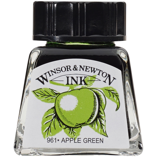 Тушь Winsor&Newton для рисования, зеленое яблоко, стекл. флакон 14мл