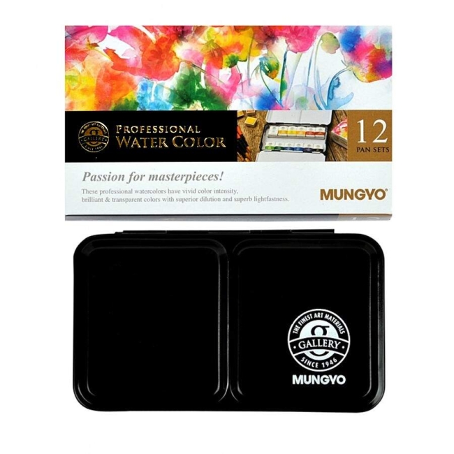 Акварель Mungyo Gallery 12 цветов в кейсе профессиональная купить в художественном магазине ArtCraft.Space с доставкой по всему миру