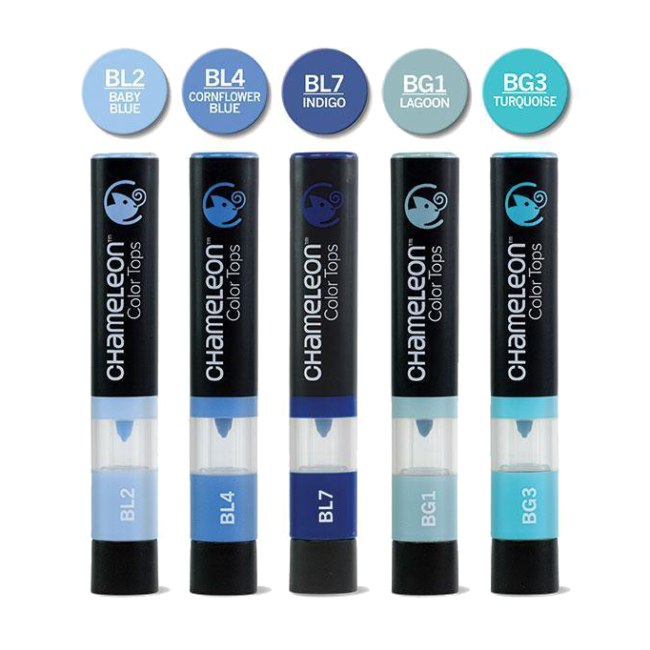 Набор цветовых блендеров "Chameleon" Blue Tones, голубые тона 5 шт.