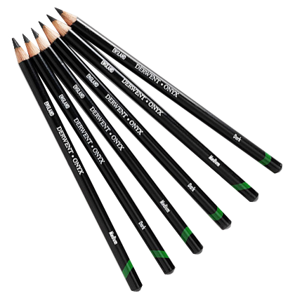 Насыщенный черный чернографитный карандаш Derwent Onyx средний купить в художественном магазине ArtCraft.Space с доставкой по РФ и СНГ