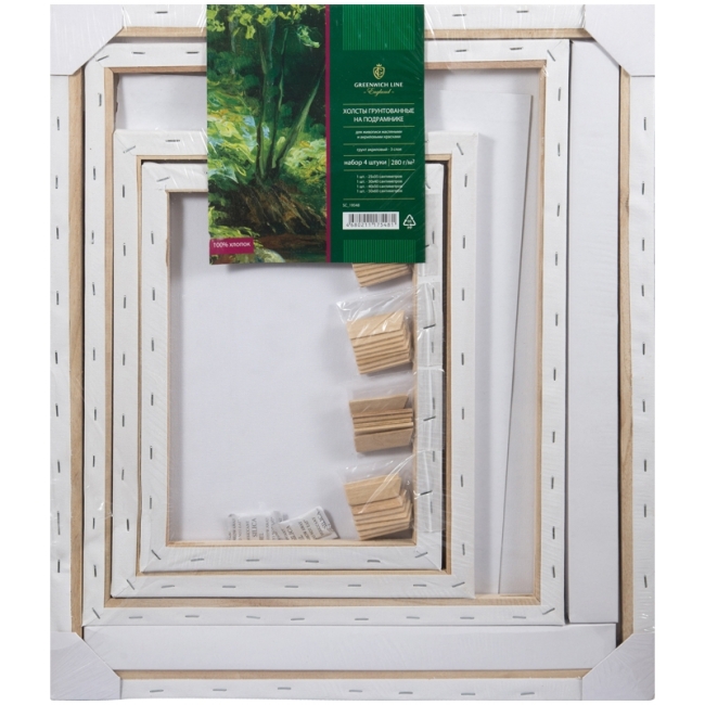 Набор холстов на подрамнике Greenwich Line, 4шт., прямоугольные, 100% хлопок, 280г/м2, мелкое зерно