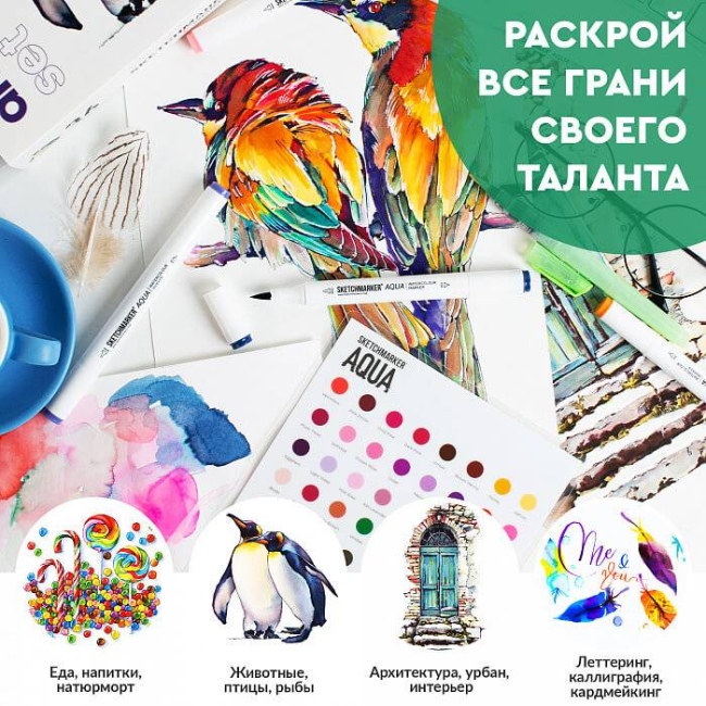 Набор акварельных маркеров SKETCHMARKER Aqua Travel Set 24цв Набор акварельных маркеров SKETCHMARKER Aqua Travel Set 24цв