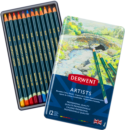 Набор цветных карандашей Derwent Artists 12 цветов металлическом кейсе купить в фирменном художественном магазине ArtCraft.Space с доставкой по РФ и СНГ