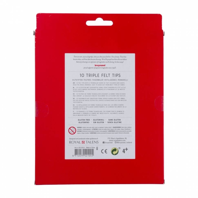 Фломастеры трехгранные Bruynzeel Kids Triple набор 10 штук купить в художественном магазине ArtCraft.Space с доставкой по всему миру