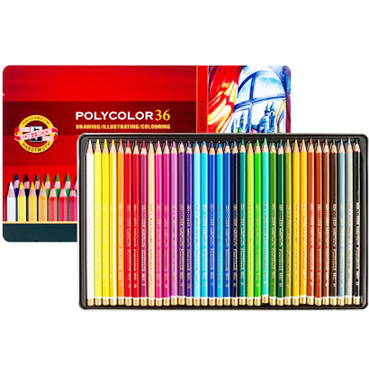 Карандаши цветные Polycolor Koh-I-Noor набор 36 цветов в пенале купить в художественном магазине ArtCraft.Space