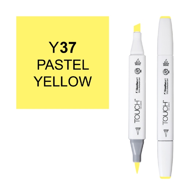 Маркер двухсторонний спиртовой  TOUCH TWIN BRUSH Y37 Желтый пастельный