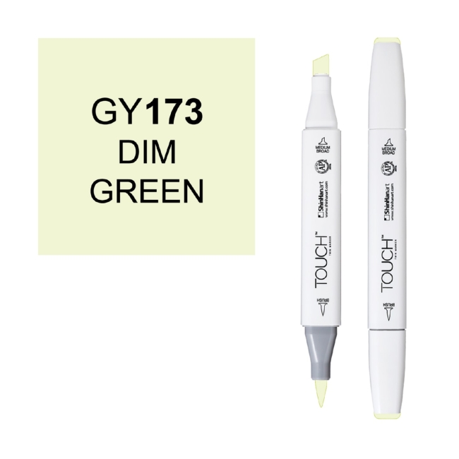 Маркер двухсторонний спиртовой  TOUCH TWIN BRUSH GY173 Зеленый тусклый
