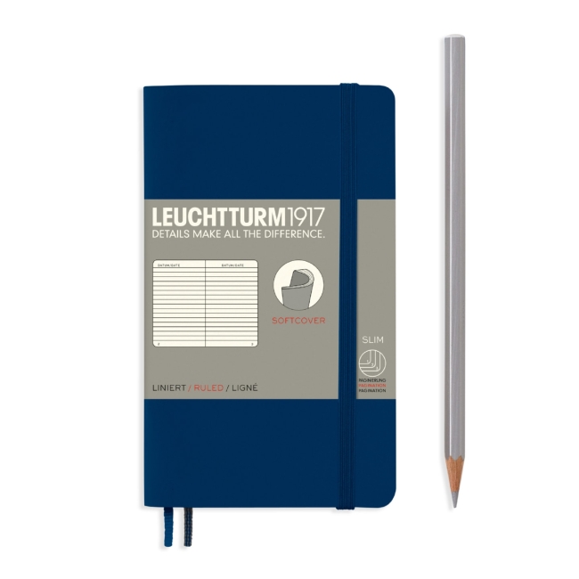 Блокнот Leuchtturm1917 Classic A6 (9x15см.) 80г/м2 - 123 стр. в линейку, мягкая обложка, цвет: Синий Неви