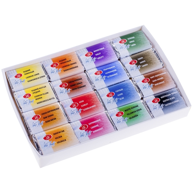 Акварель ЗХК "Ленинград-2", художественная, 16 цветов, без кисти, картон