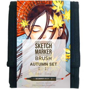Набор маркеров SKETCHMARKER BRUSH Autumn Set 12шт осень + сумка органайзер, Набор маркеров SKETCHMARKER BRUSH Autumn Set 12шт осень + сумка органайзер,