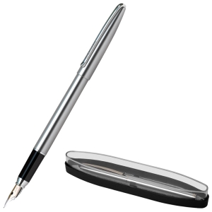 Ручка перьевая Berlingo "Silk Prestige" синяя, 0,8мм, корпус хром, пластик. футляр