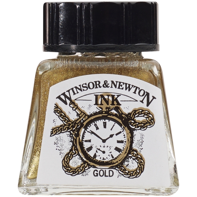 Тушь Winsor&Newton для рисования, золотой, стекл. флакон 14мл