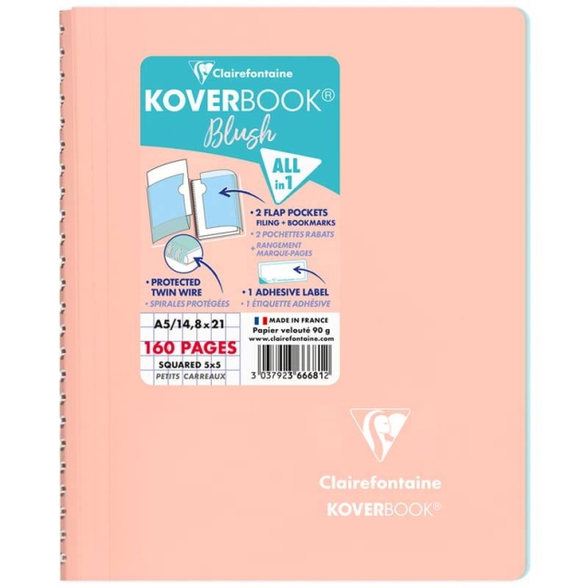 Тетрадь в клетку Koverbook ClaireFontaine коралловая А5 / 80 листов / 90 гм  купить в магазине ArtCraft.Space с доставкой