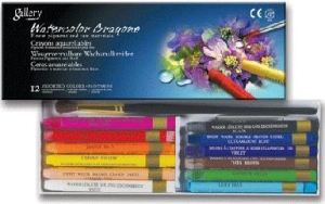 Акварельные профессиональные пастельные мелки, 12 цветов + кисточка в картонной коробке