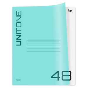 Тетрадь 48л. клетка BG "UniTone. Neon", пластиковая обложка, неон голубой