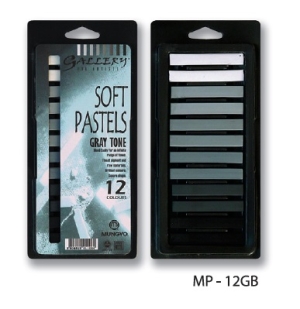 Пастель мягкая квадратная 12 Серых цветов в блистере