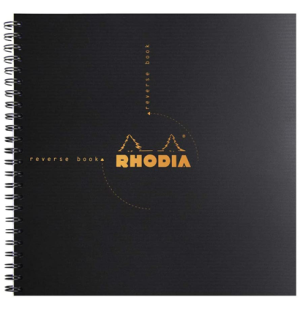Блокнот Rhodiactive Reverse book 90г/кв.м 21х21см микроперфорация клетка 80л полипропиленовая обложка черный