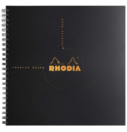 Блокнот Rhodiactive Reverse book 90г/кв.м 21х21см микроперфорация клетка 80л полипропиленовая обложка черный
