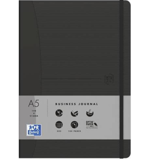 Блокнот OXFORD Office Signature A5 72л линейка фикс.резинка твердая обложка черный 