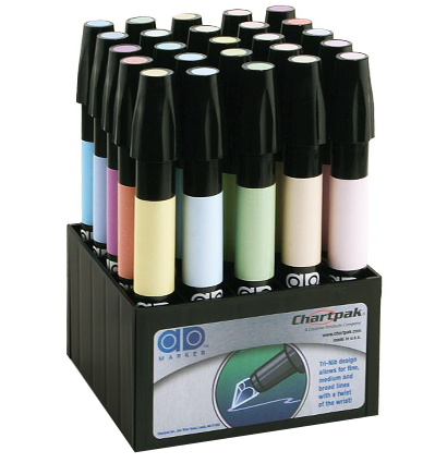 Купить набор профессиональных фломастеров для скетчинга Chartpak 25 Pastels 25 пастельных оттенков в интернет-магазине товаров для скетчинга и рисования ArtCraft.Space