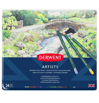Набор цветных карандашей Derwent Artists 24 цвета металлическом кейсе купить в фирменном художественном магазине ArtCraft.Space с доставкой по РФ и СНГ