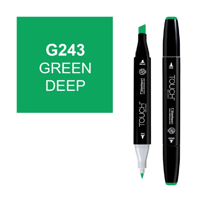 Маркер двухсторонний спиртовой  TOUCH TWIN G243 Зеленый насыщенный