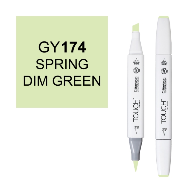 Маркер двухсторонний спиртовой  TOUCH TWIN BRUSH GY174 Зеленый весенний тусклый