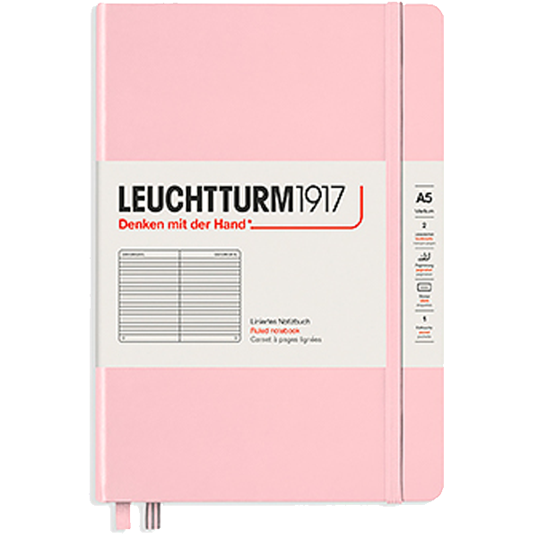 Блокнот Leuchtturm1917 Classic A5 (14.5x21см.) 80г/м2 - 251 стр. в линейку, твердая обложка, цвет: Пудровый