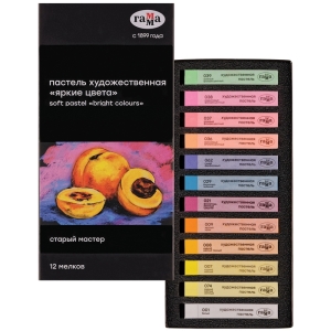 Пастель художественная Гамма "Старый мастер. Яркие цвета", 12 цветов, картон. упак.