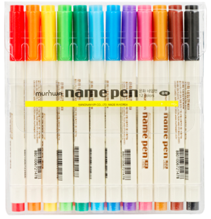 Набор перманентных маркеров Munhwa 12цв., пулевидный, 1 мм