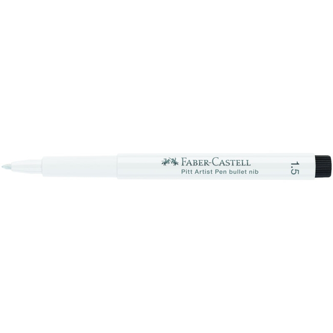 Ручка капиллярная Faber-Castell "Pitt Artist Pen" цвет 101 белый, 1,5мм, пишущий узел "пуля"