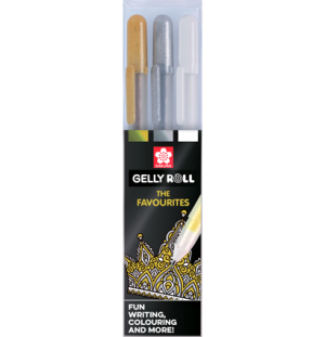 Набор ручек гелевых 3 цвета: золотая, серебряная, белая, Набор ручек гелевых 3 цвета: золотая, серебряная, белая,