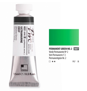 Краска акварельная SH PWC туба 15мл №567 (B) зеленый перманентный №2, Краска акварельная SH PWC туба 15мл №567 (B) зеленый перманентный №2,