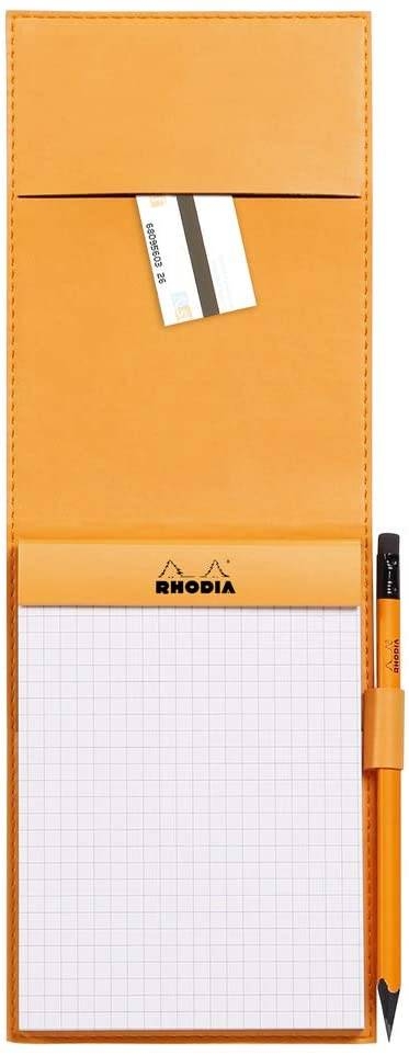 Блокнот Rhodiarama 80г/кв.м 11,5х15,8см микроперфорация клетка 80л кожаная обложка ирис