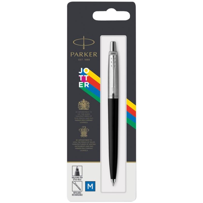 Ручка шариковая Parker "Jotter Black", синяя, 1,0мм, кнопочн., пластик. корпус, блистер