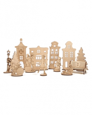 Набор заготовок для декорирования Зимний город 4-17см,
