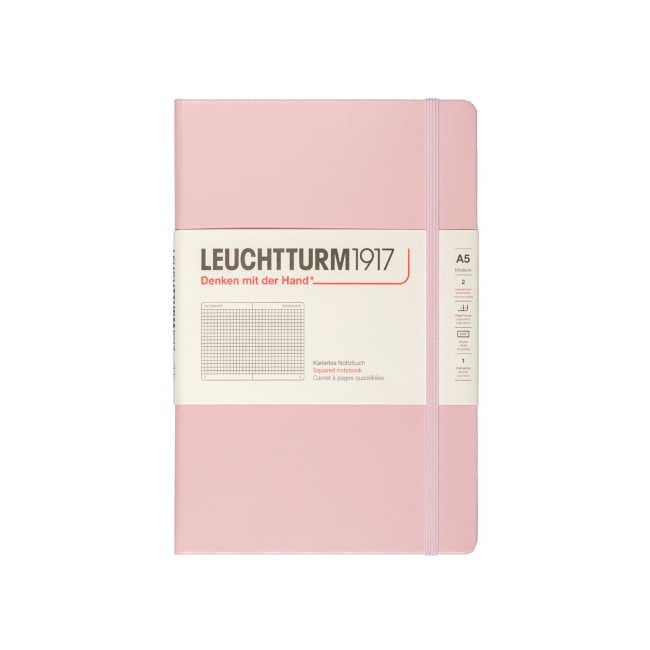 Блокнот Leuchtturm1917 Classic A5 (14.5x21см.) 80г/м2 - 251 стр. в клетку, твердая обложка, цвет: Пудровый