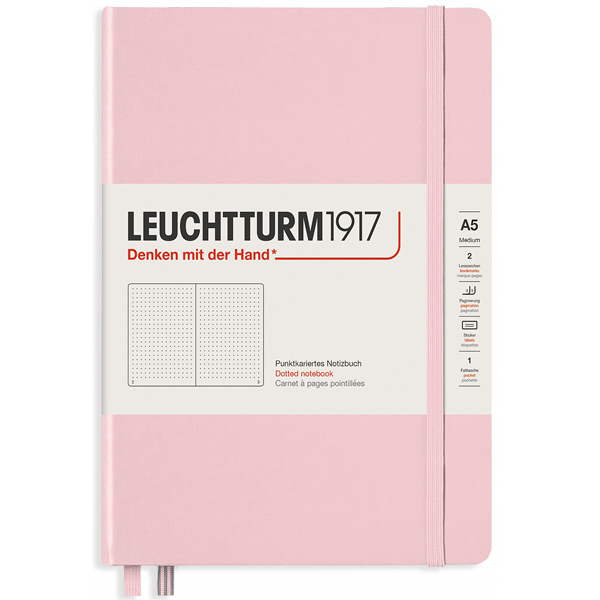 Блокнот Leuchtturm1917 Classic A5 (14.5x21см.) 80г/м2 - 251 стр. в клетку, твердая обложка, цвет: Пудровый
