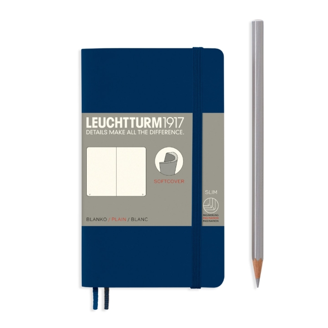 Блокнот Leuchtturm1917 Classic A6 (9x15см.) 80г/м2 - 123 стр. нелинованный, мягкая обложка, цвет: Синий Неви