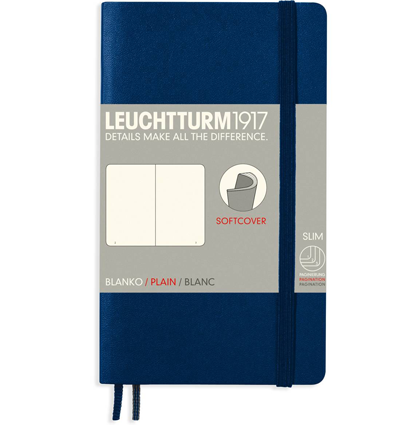 Блокнот Leuchtturm1917 Classic A6 (9x15см.) 80г/м2 - 123 стр. нелинованный, мягкая обложка, цвет: Синий Неви