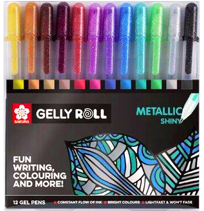 Набор гелевых ручек Sakura Gelly Roll Metallic 12 цветов (металлик) купить в магазине для рисования и леттеринга ArtCraft.Space с доставкой по Рф и Снг
