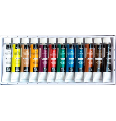 Набор масляных красок Малевичъ Artist 12 цветов для рисования в тубах по 12 мл купить в художественном магазине ArtCraft.Space с доставкой по всему миру Набор масляных красок Малевичъ Artist 12 цветов для рисования в тубах по 12 мл купить в художественном магазине ArtCraft.Space с доставкой по всему миру