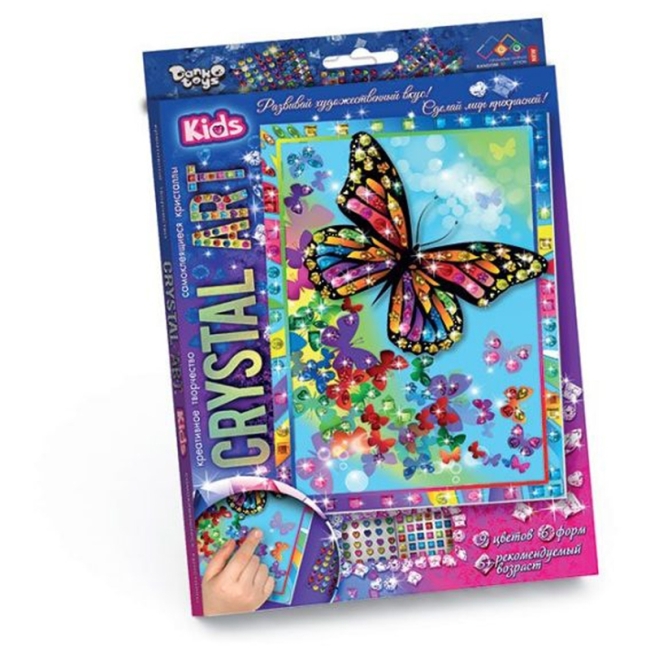 Аппликация-картина из кристаллов Danko toys "Самоклеящиеся кристаллы. Crystal Art. Бабочка"