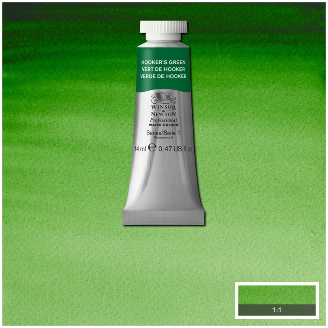 Акварель художественная, 14 мл, зеленый Хукер